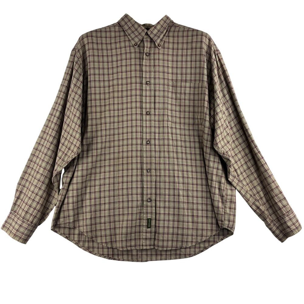 Ruff Hewn Long Sleeve Button Up Shirt Men’s XL Brown Plaid Vintage ‘99 Y2K 90’s